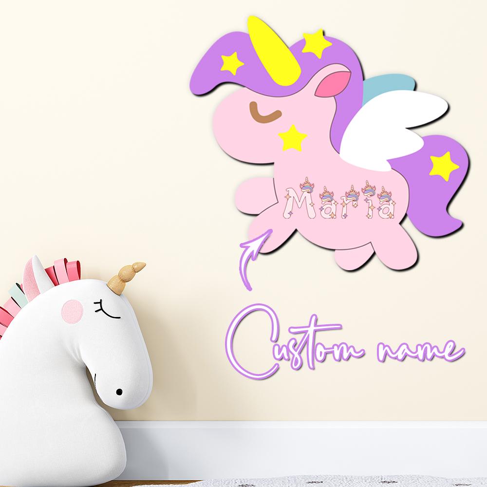 Baby Nursery Decor Girl - 맞춤형 유니콘 나무 이름표, 개인 맞춤형