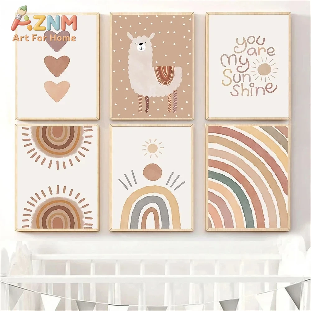 Baby Nursery You Are My Sunshine - AZNM 보헤미안 스타일 중성 아기방 캔버스