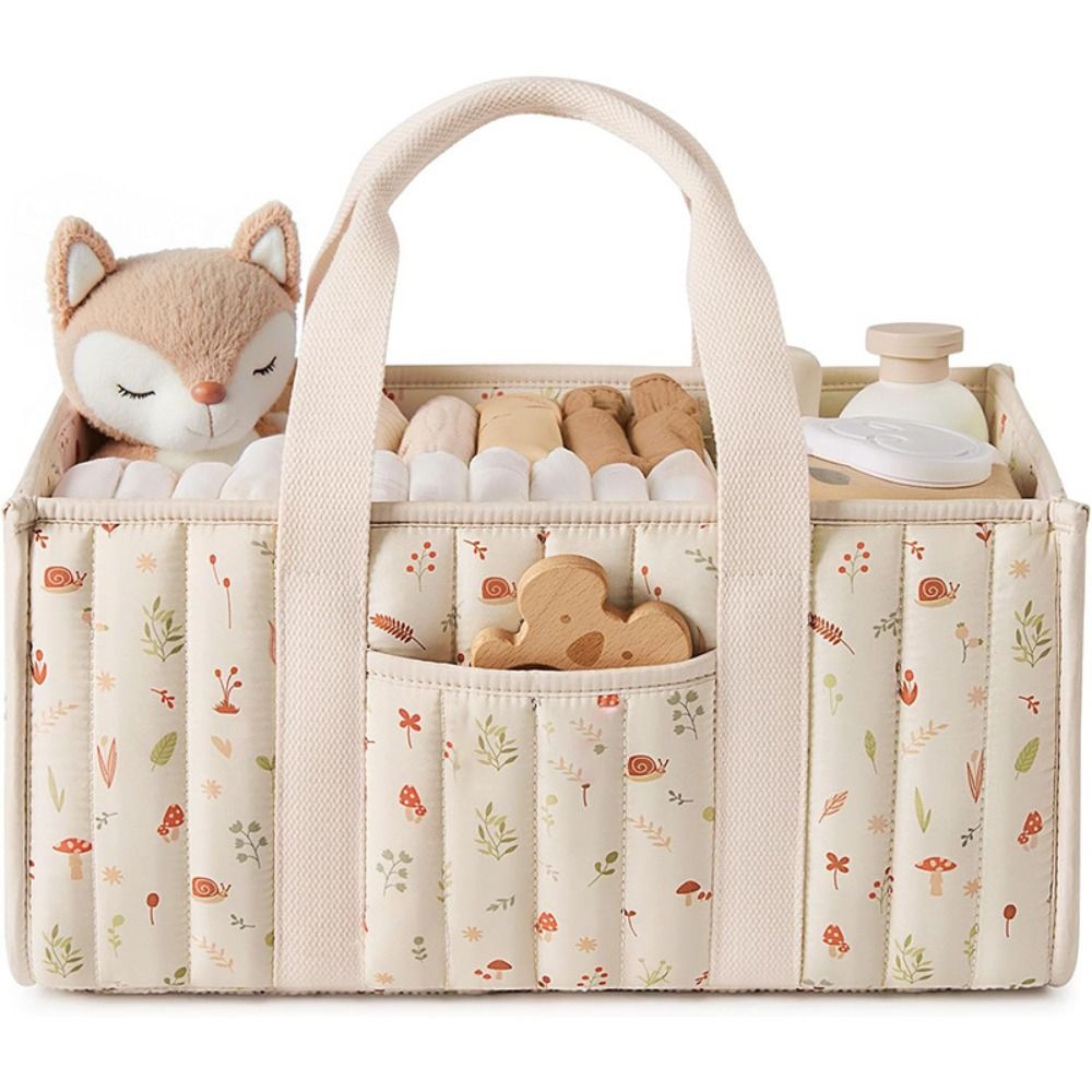 Baby Nursery Organiser - 대용량 아기 기저귀 정리함 휴대용 꽃무늬