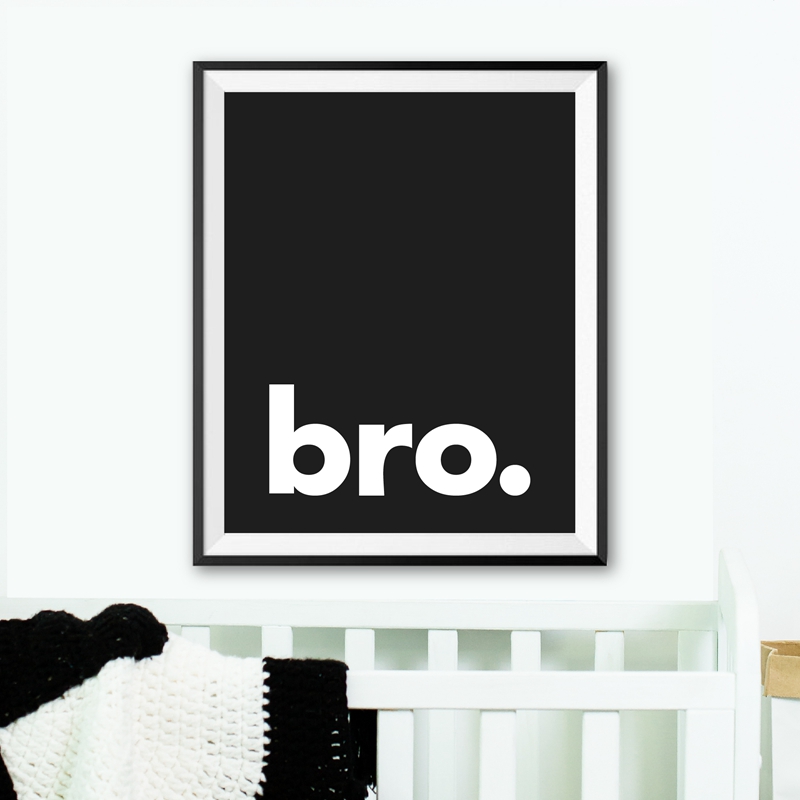 Baby Boy Nursery Quotes - 형. 미니멀 타이포그래피 프린트 포스터, 블랙