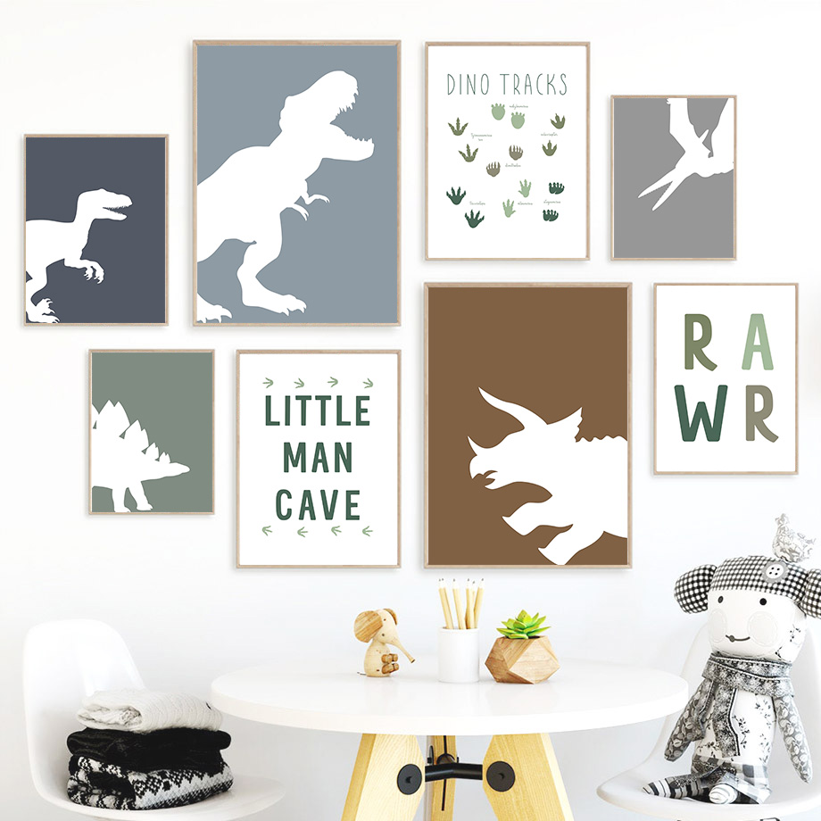Baby Boy Nursery Quotes - (2D 캔버스 페인팅) 쥬라기 공룡 티라노사우루스