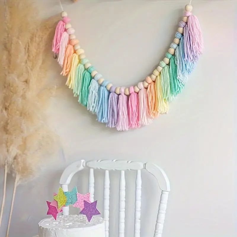 Baby Nursery Decor Girl - 1pc Boho 화려한 무지개 술 갈