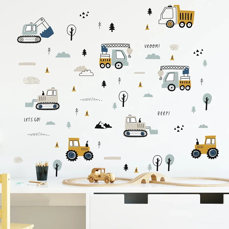 Baby Nursery Wall Stickers - 손으로 그린 ​​귀여운 자동차 화물 트럭