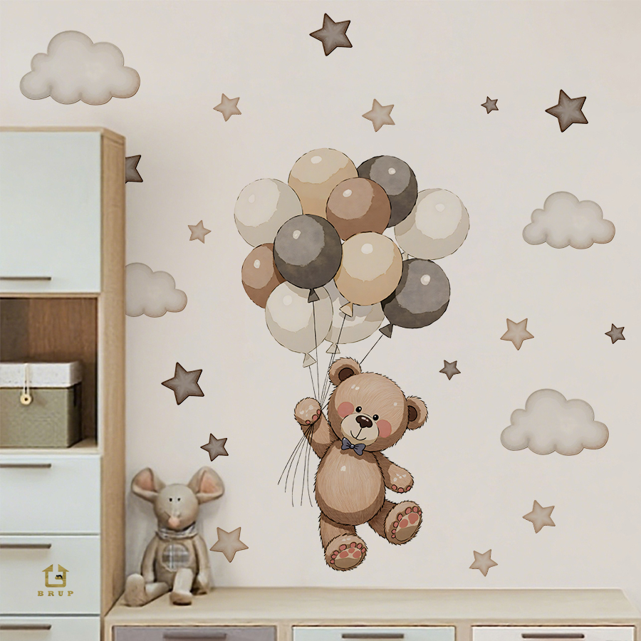 Baby Nursery Wall Stickers - 사랑스러운 테디 베어 벽 데칼, 풍선,