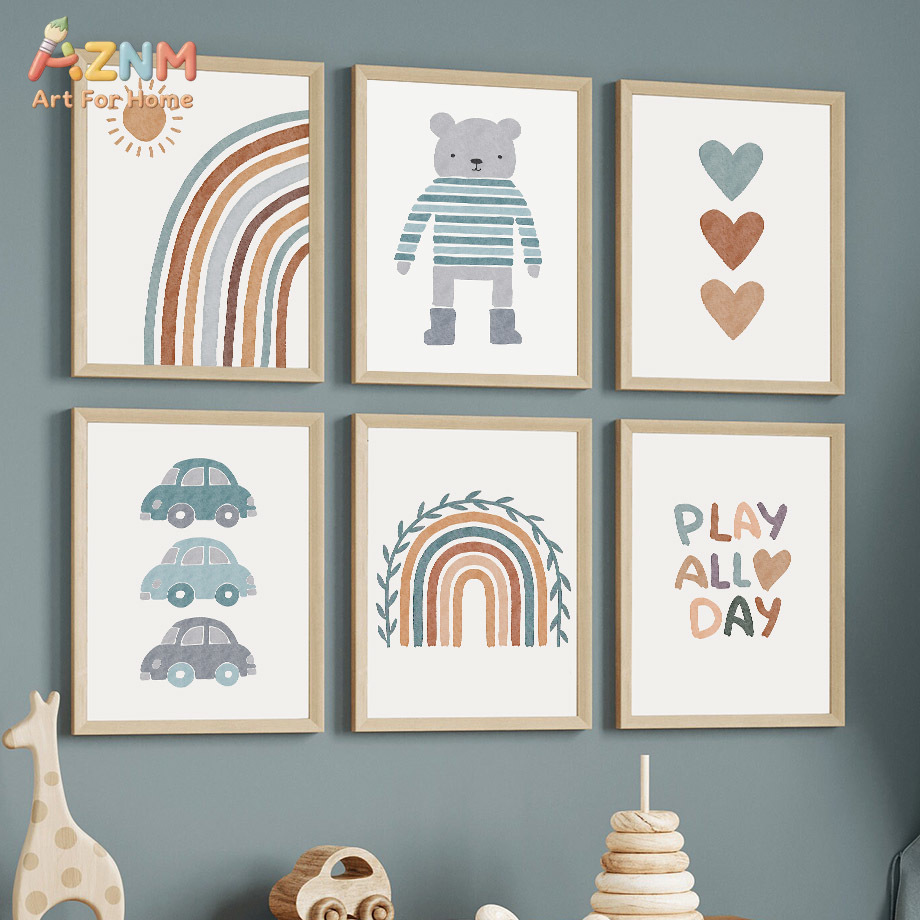 Baby Boy Nursery Quotes - AZNM 중립적 보헤미안 레인보우 베어 자동차