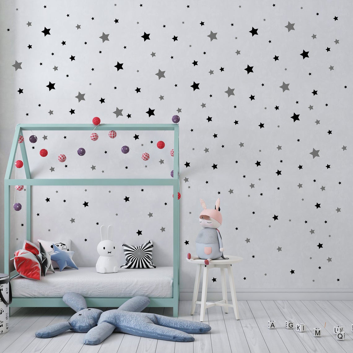 만화 별 벽 스티커 아기 보육원 어린이, 북유럽 기하학 - Baby Nursery Wall Stickers 리뷰 및 가격