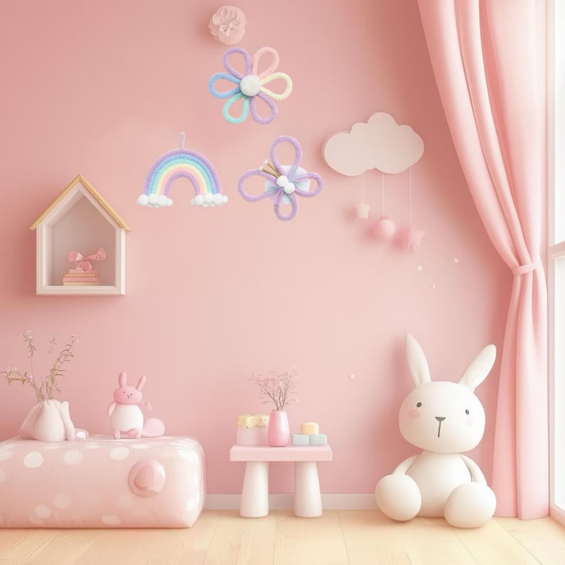 북유럽 무지개 데이지 꽃 나비 보헤미안 벽 장식 어린이 - Baby Nursery Decor Girl 리뷰 및 가격