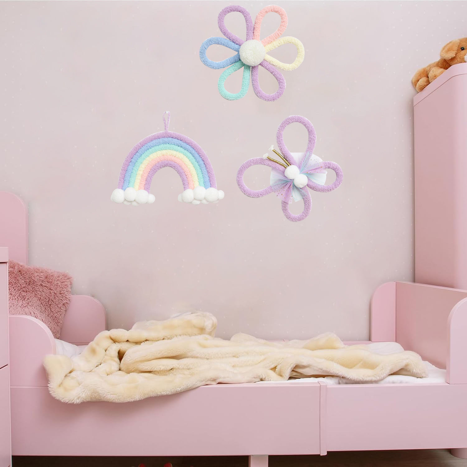 북유럽 무지개 데이지 꽃 나비 보헤미안 벽 장식 어린이 - Baby Nursery Decor Girl 리뷰 및 가격