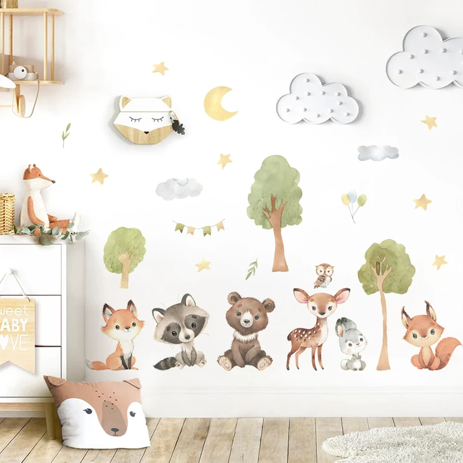 숲 동물 테마 곰 사슴 토끼 어린이 벽 스티커 어린이  - Baby Nursery Animal Theme 리뷰 및 가격