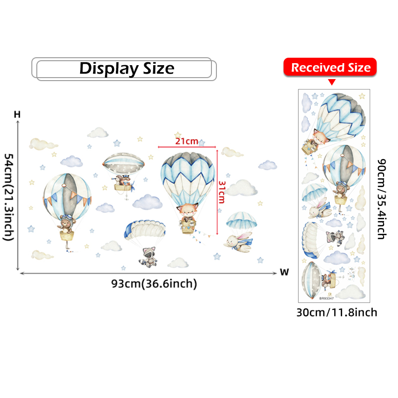 만화 귀여운 동물 뜨거운 공기 풍선 벽 스티커 어린이  - Baby Nursery Wall Stickers 리뷰 및 가격