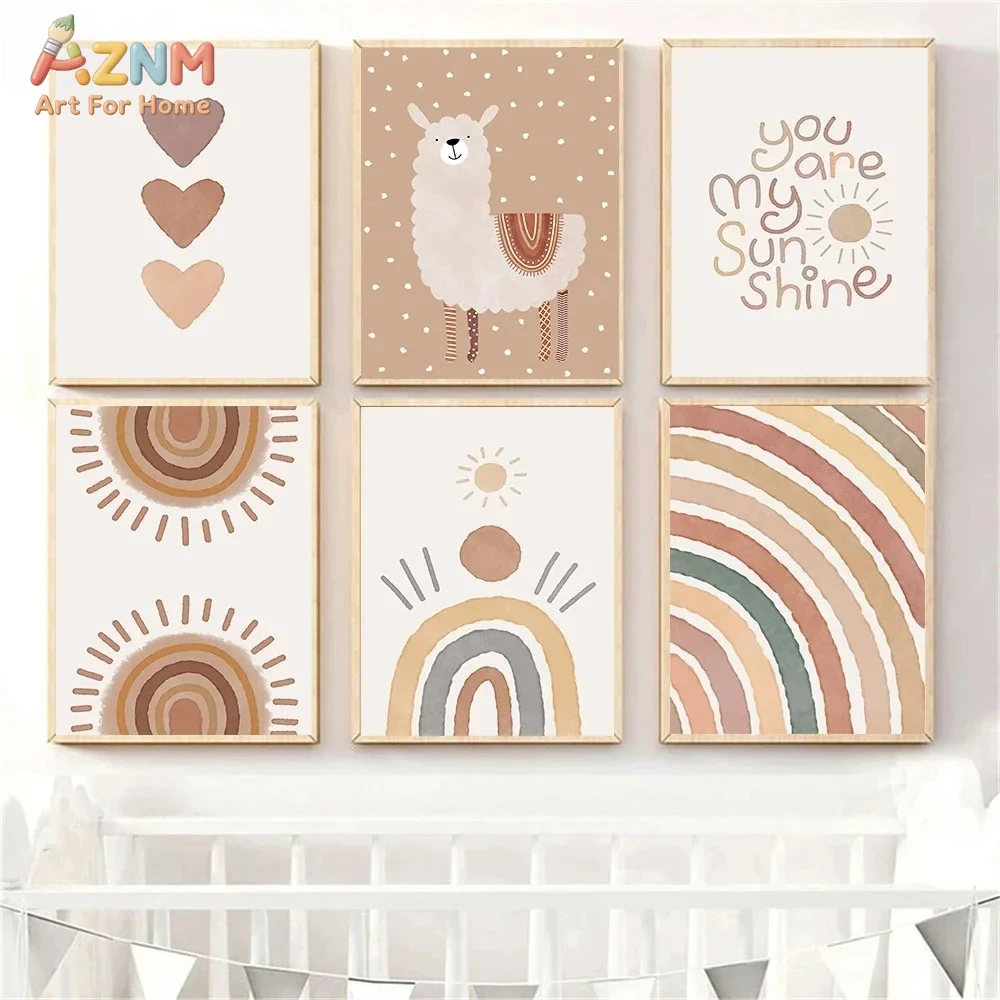 AZNM 보헤미안 스타일 아기방 무프레임 캔버스 벽 장 - Baby Nursery You Are My Sunshine 리뷰 및 가격
