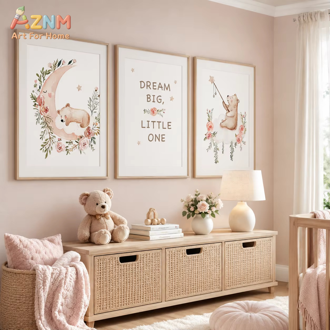 AZNM 보육원 꽃 벽 예술, 귀여운 테디베어 달 문구 - Baby Boy Nursery Quotes 리뷰 및 가격