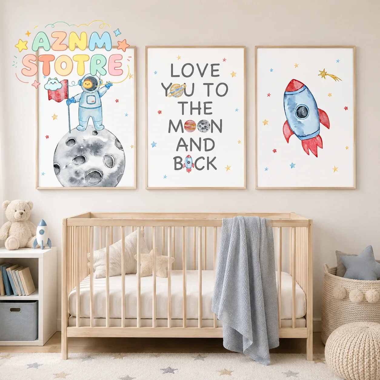 보육원 벽 예술 우주 비행사 인용문 캔버스 그림 북유럽 - Baby Boy Nursery Quotes 리뷰 및 가격