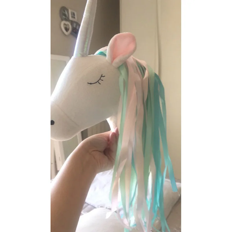 유니콘 봉제 인형 머리 벽걸이 장식품 노르딕 스타일 아 - Baby Nursery Decor Girl 리뷰 및 가격