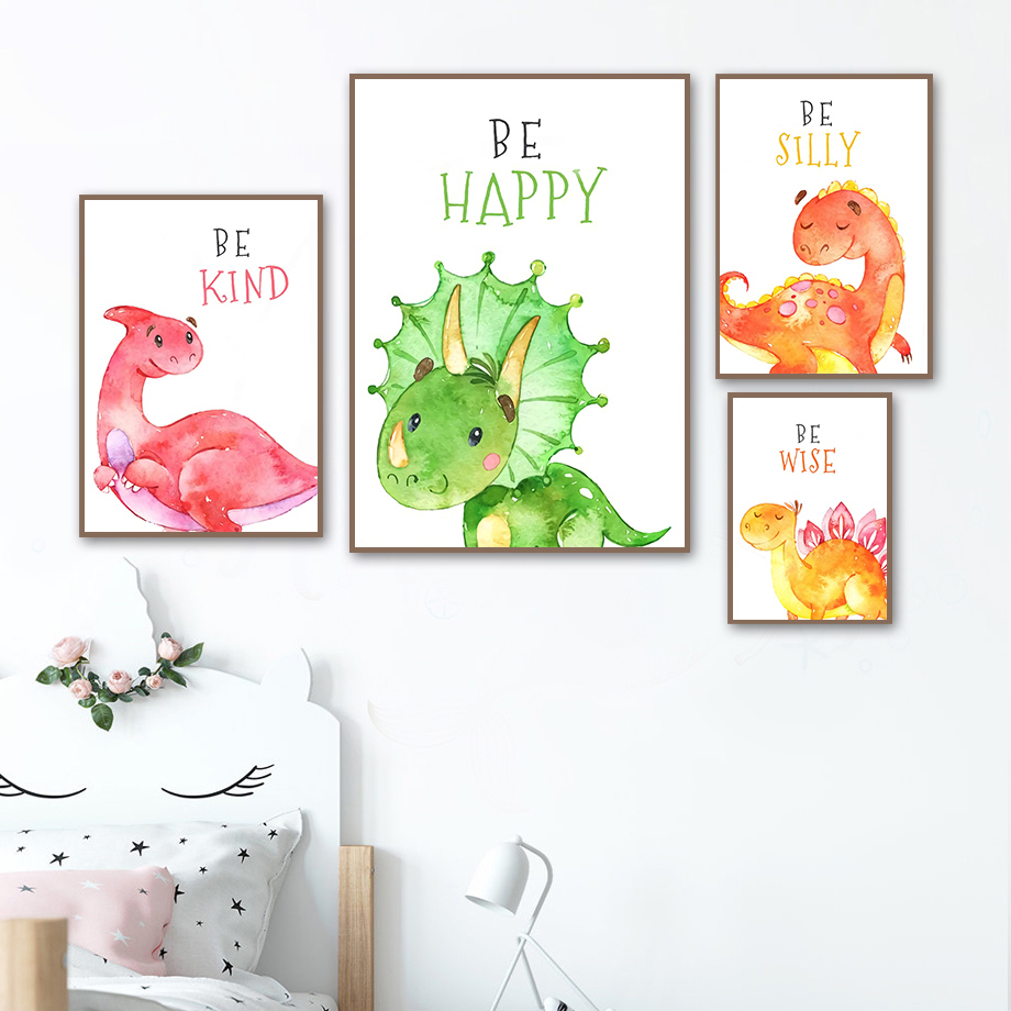 만화 공룡 인용문 벽 예술 캔버스 그림 북유럽 포스터  - Baby Boy Nursery Quotes 리뷰 및 가격