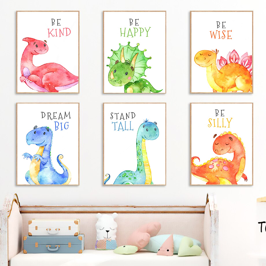 만화 공룡 인용문 벽 예술 캔버스 그림 북유럽 포스터  - Baby Boy Nursery Quotes 리뷰 및 가격