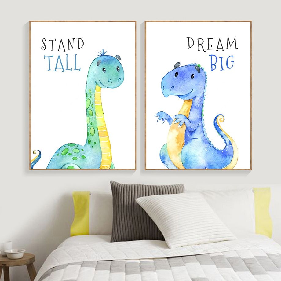 만화 공룡 인용문 벽 예술 캔버스 그림 북유럽 포스터  - Baby Boy Nursery Quotes 리뷰 및 가격