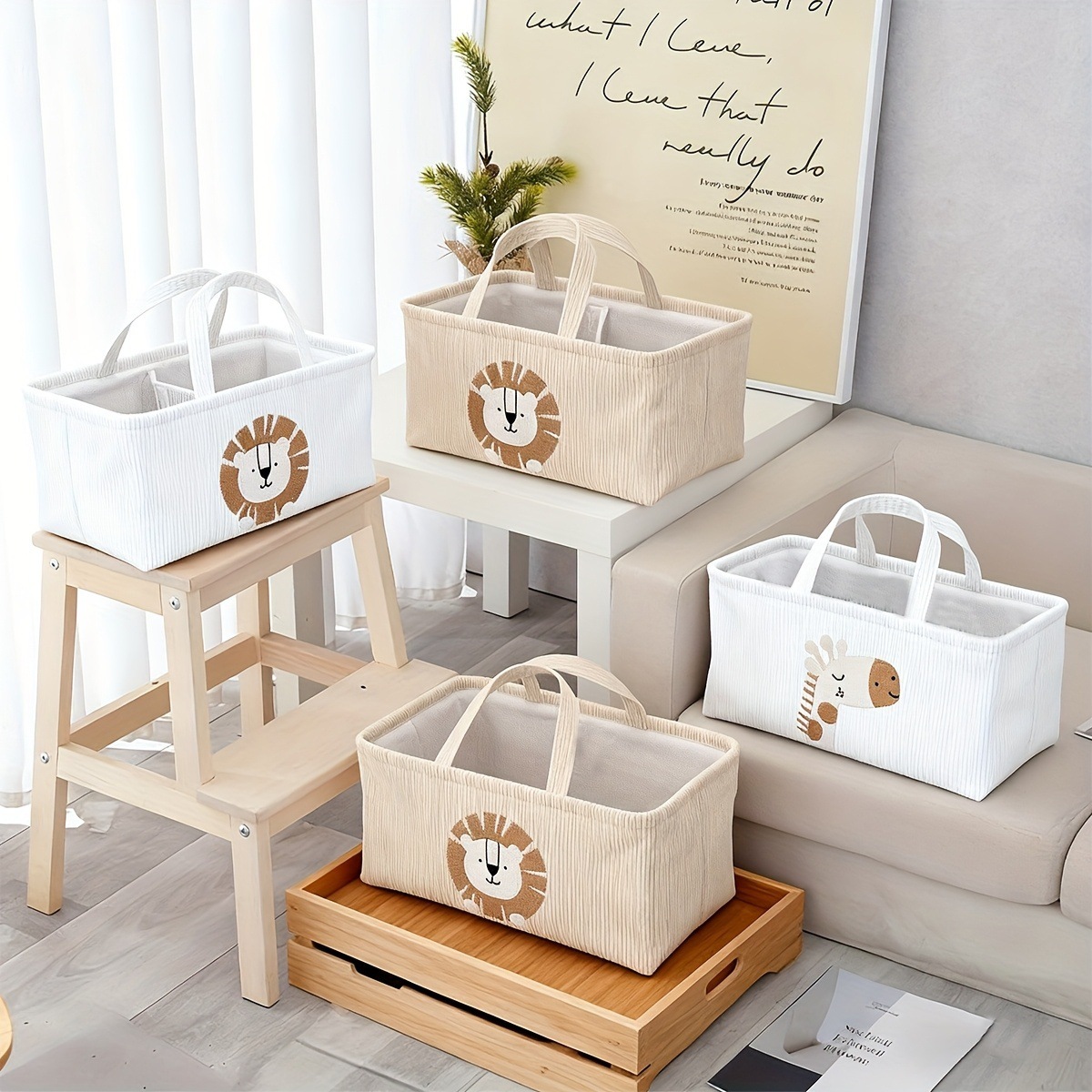 귀여운 사자 모양 기저귀 정리함, 접이식 패브릭 수납  - Baby Nursery Organiser 리뷰 및 가격