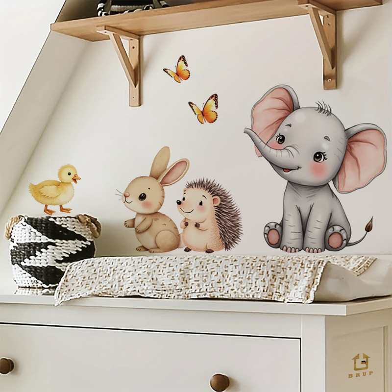 만화 동물 벽 스티커-코끼리 토끼 고슴도치 보육 데칼, - Baby Nursery Wall Stickers 리뷰 및 가격