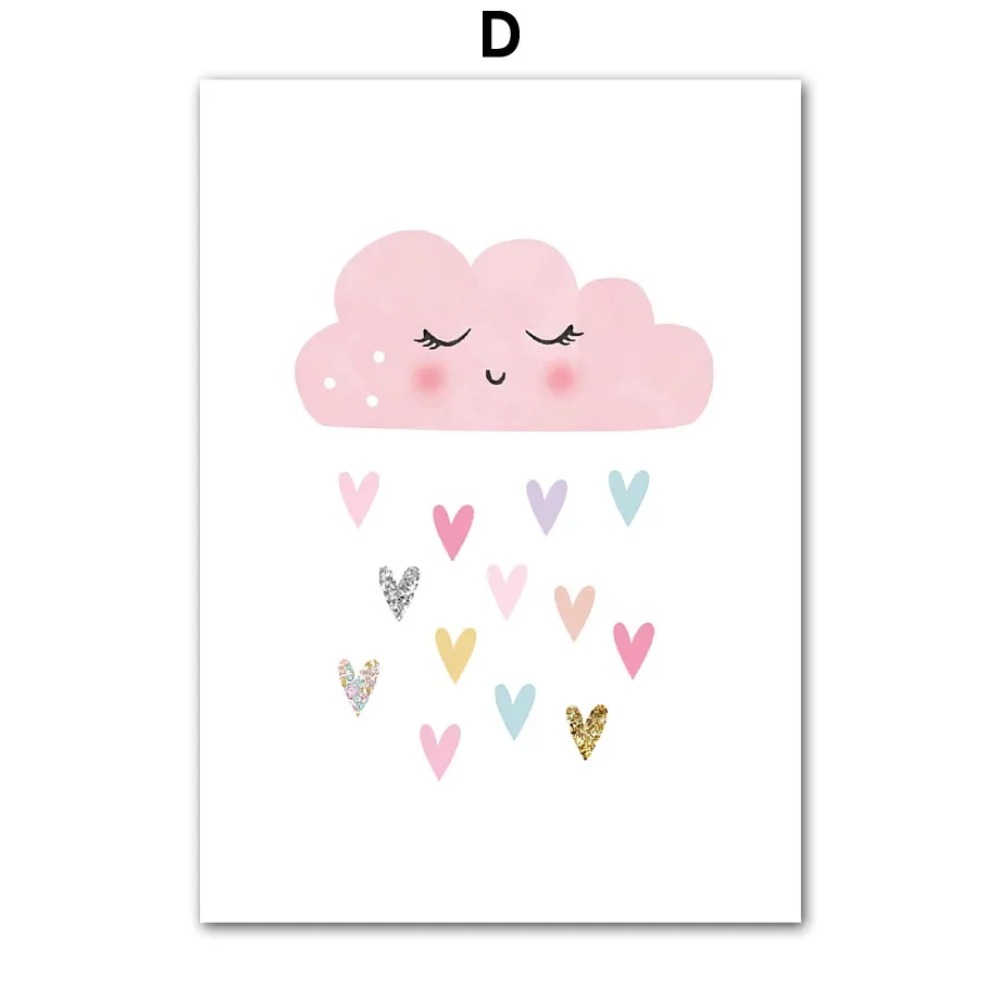 핑크 유니콘 토끼 무지개 구름 꽃 보육원 벽 예술 캔버 - Baby Nursery Decor Girl 리뷰 및 가격