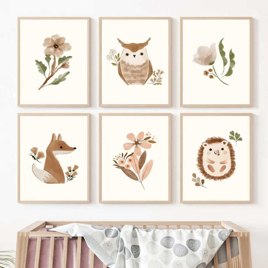 숲속 보육원 벽 장식 - 다람쥐, 올빼미, 여우, 고슴 - Baby Nursery Animal Theme 리뷰 및 가격