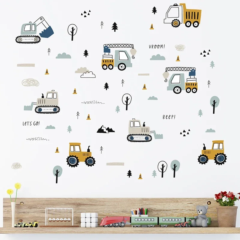 손으로 그린 ​​귀여운 자동차 화물 트럭 벽 스티커 어 - Baby Nursery Wall Stickers 리뷰 및 가격