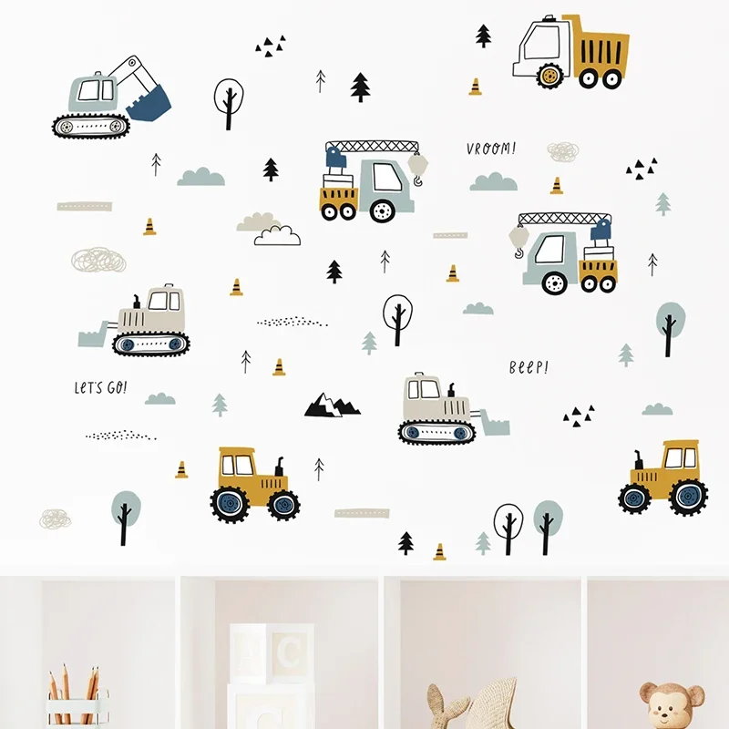 손으로 그린 ​​귀여운 자동차 화물 트럭 벽 스티커 어 - Baby Nursery Wall Stickers 리뷰 및 가격