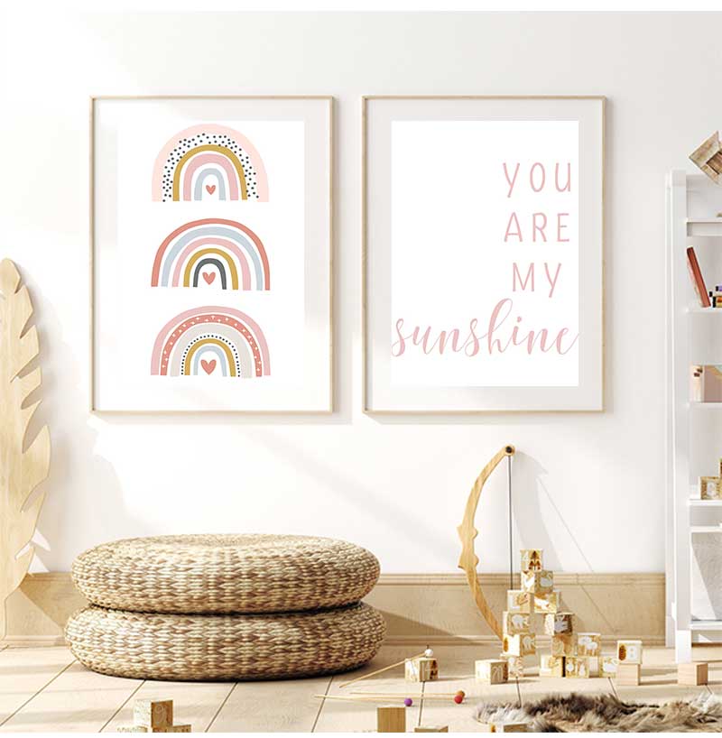 당신은 내 햇빛입니다 레인보우 보육 인쇄 캔버스 회화  - Baby Nursery You Are My Sunshine 리뷰 및 가격