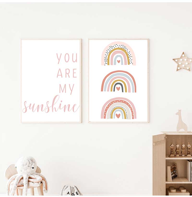 당신은 내 햇빛입니다 레인보우 보육 인쇄 캔버스 회화  - Baby Nursery You Are My Sunshine 리뷰 및 가격